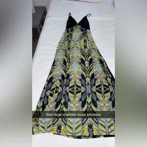 Charlotte Russe Geometric Maxi Skirt in Yellow, Black and Blue